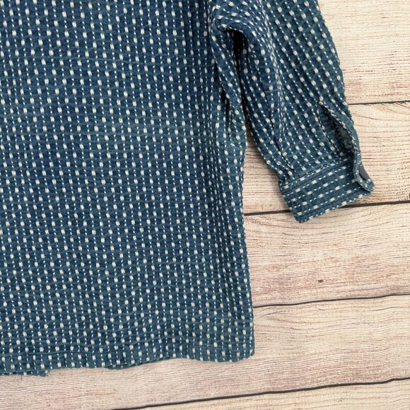 Zow Zow Striped Embroidered Denim Snap Down Jacket‎ Women's Large Blue/White - Picture 8 of 12